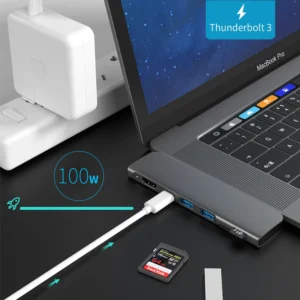USB 3.1 Type-C Hub To HDMI Adapter 4K Thunderbolt 3 USB C Hub with Hub 3.0 TF SD Reader Slot PD for MacBook Pro/Air 2018 - 2020 6