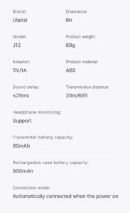 Micrófono Lavalier Inalámbrico J12 para iPhone y Android