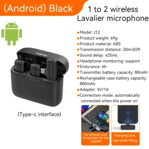 Micrófono Lavalier J12 de Solapa Compatible con iPhone y Android 7