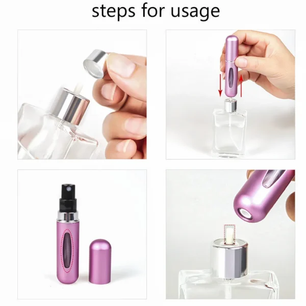 Botella de Perfume de 5ml con Atomizador Recargable - Frasco de Bolsillo 5