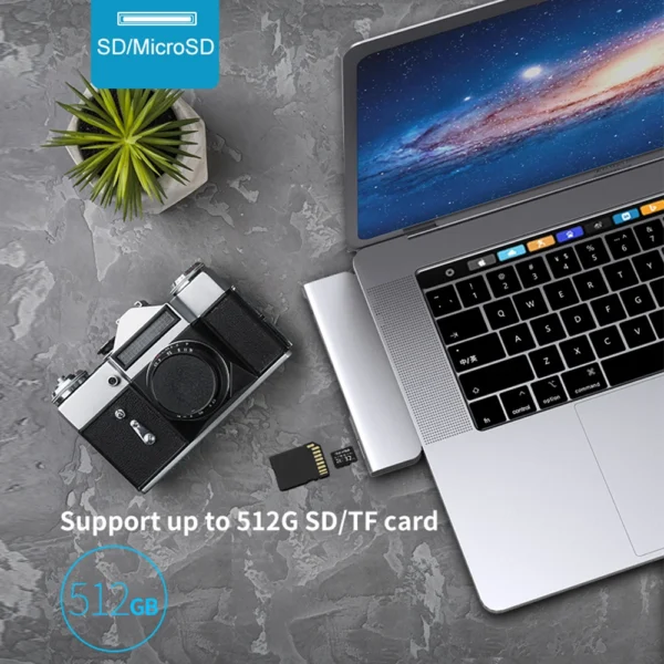 USB 3.1 Type-C Hub To HDMI Adapter 4K Thunderbolt 3 USB C Hub with Hub 3.0 TF SD Reader Slot PD for MacBook Pro/Air 2018 - 2020 3