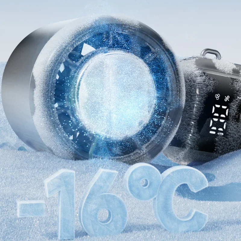 Ventilador de Mano Lenovo con Compresa de Hielo, Portátil, para Exteriores, USB, Pantalla Digital, Plegable, Refrigeración, Alta Velocidad, Turbina, Ventilador Pequeño - Image 3