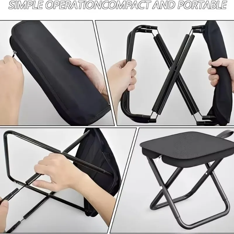 Silla de Camping Ultraligera Plegable, Taburete Portátil Compacto, Silla Plegable para Exteriores con Bolsa de Almacenamiento para Pesca, Picnic y Viajes - Image 6