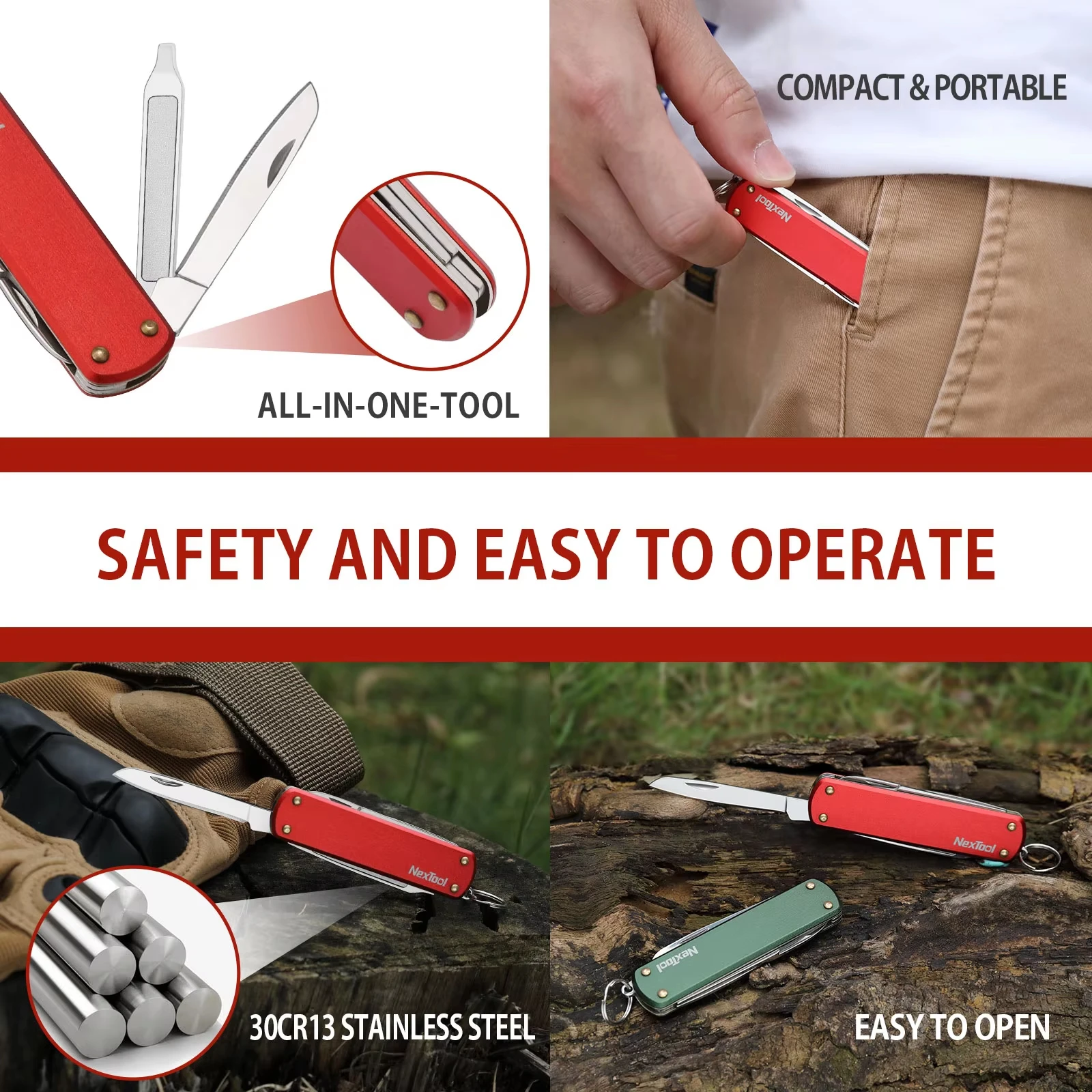 Nextool EDC Mini Cuchillo Multiherramienta, Tijeras Plegables, Destornillador, Cuchillo de Bolsillo, Cortador Portátil para Exteriores, Herramientas de Reparación Multiusos - Image 2
