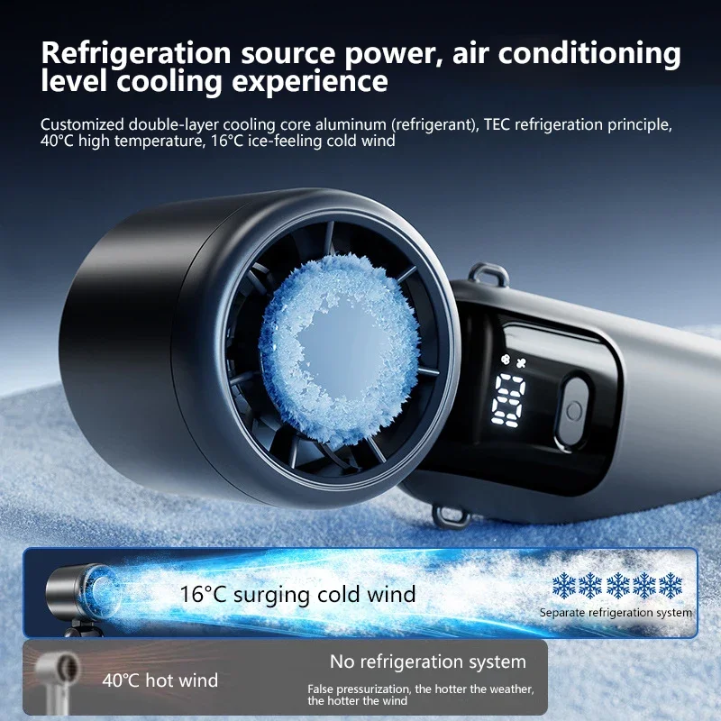 Ventilador de Mano Lenovo con Compresa de Hielo, Portátil, para Exteriores, USB, Pantalla Digital, Plegable, Refrigeración, Alta Velocidad, Turbina, Ventilador Pequeño - Image 4