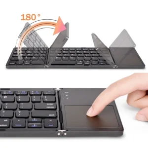 Teclado plegable inalámbrico Bluetooth con panel táctil para Windows, Android, IOS, teléfono, Mini teclado con botón multifunción