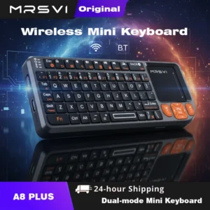 Mini Teclado Inalámbrico Retroiluminado MRSVI A8 PLUS de 2.4GHz y Bluetooth 5.0 con Panel Táctil para Android TV Box, Mac, Laptop, Windows