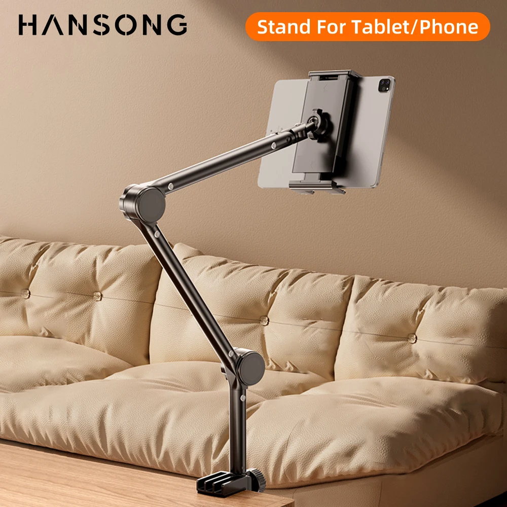 Soporte para tableta Soporte de escritorio para iPad con 360 ° Soporte de tableta con brazo de metal plegable ajustable para tableta telefónica u otros dispositivos de 4 ~ 13 pulgadas