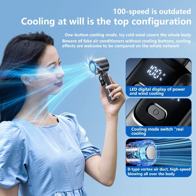 Ventilador de Mano Lenovo con Compresa de Hielo, Portátil, para Exteriores, USB, Pantalla Digital, Plegable, Refrigeración, Alta Velocidad, Turbina, Ventilador Pequeño - Image 6