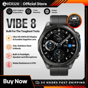 Zeblaze VIBE 8 llamadas de voz pantalla AMOLED de 1,43 "reloj inteligente linterna incorporada ritmo cardíaco presión arterial reloj inteligente