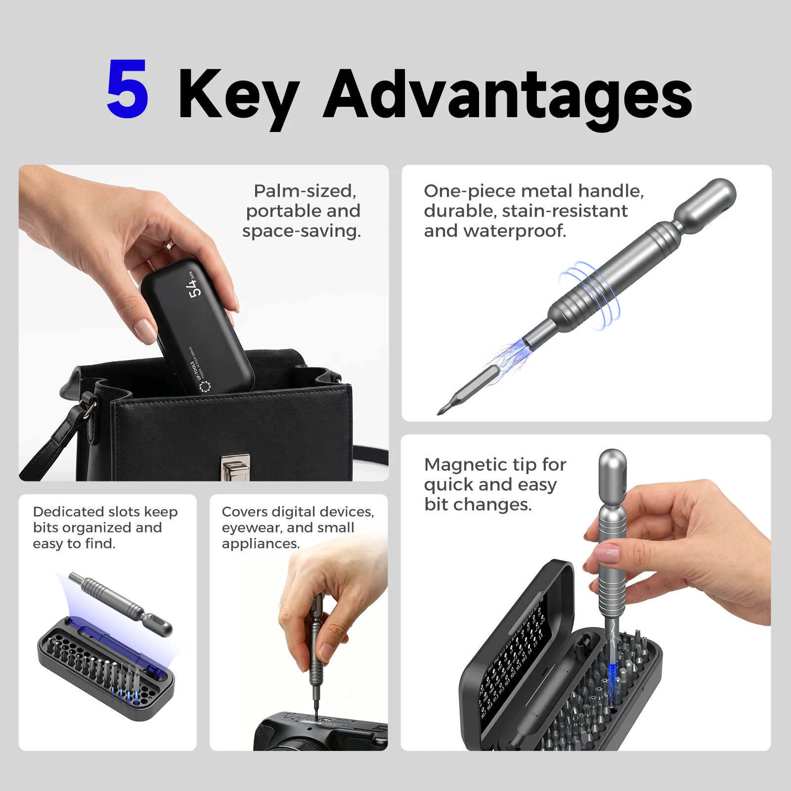 Juego de 55 Destornilladores de Precisión Mini con Puntas Magnéticas CRV, Kit de Reparación para Teléfonos Inteligentes, Laptops, Relojes, Consolas de Videojuegos y Herramientas Electrónicas - Image 3