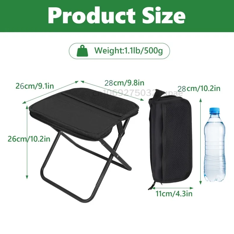 Silla de Camping Ultraligera Plegable, Taburete Portátil Compacto, Silla Plegable para Exteriores con Bolsa de Almacenamiento para Pesca, Picnic y Viajes - Image 3